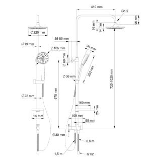 Душевая стойка Swedbe Calypso 5075 без смесителя хром